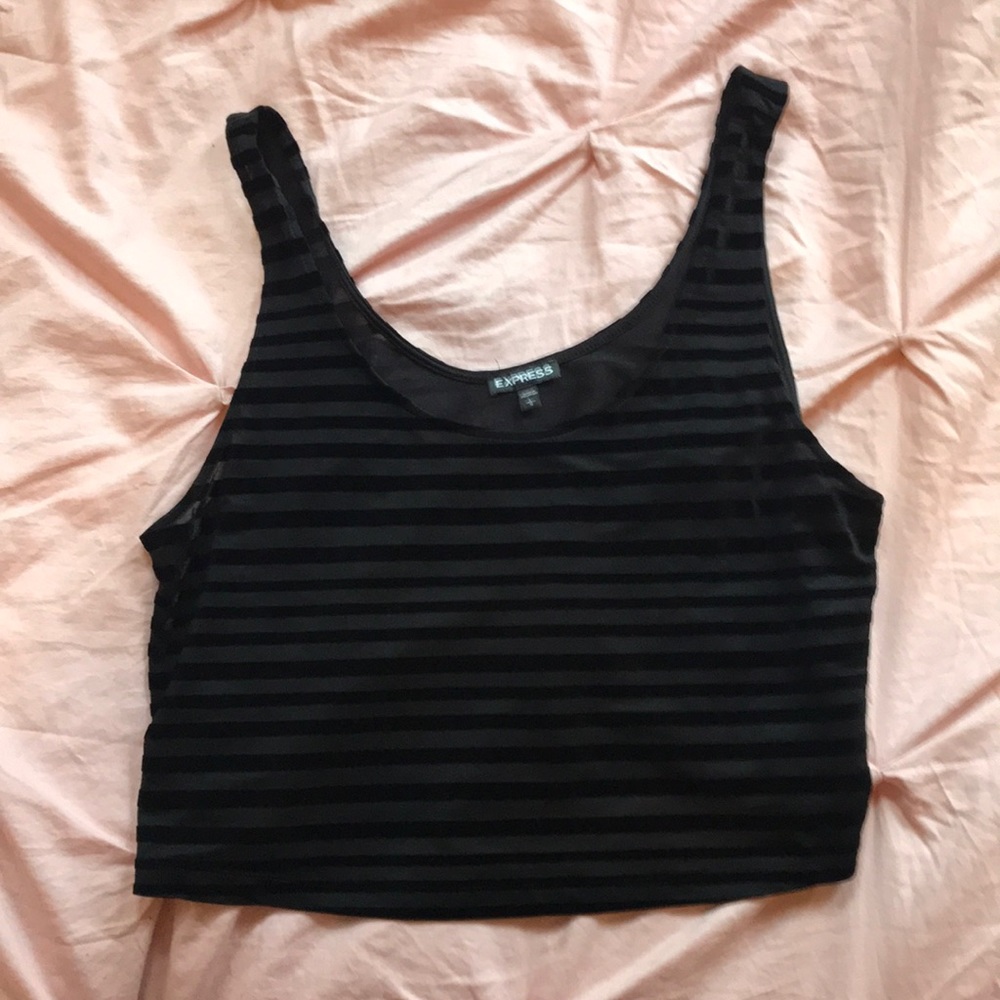 Sheer striped black crop top